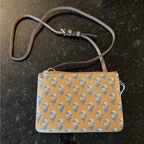 New Tory Burch Perry Bombé Printed Double-Zip Mini Bag, Floral Crossbody Purse - Picture 12 of 16